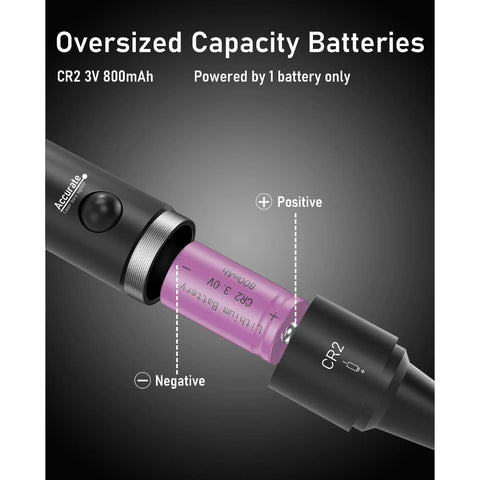 Pro Red Laser Bore Sight Kit With Button Switch 32 Adapters Covering 0 17 HMR To 12 GA Calibers highlighting battery placement