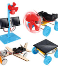 4 In 1 Solar Power And Electric Motor STEM Kit For Kids Beginners With Solar Car Solar Powered Fan Wind Car And Wooden Plane DIY