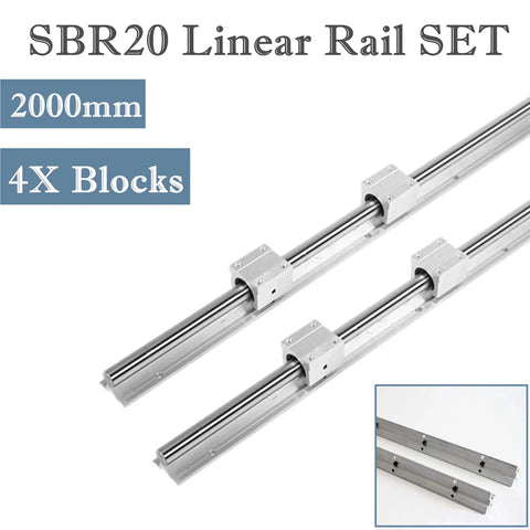 Beefed Up SBR16 2000mm Linear Rail Kit With 2 Rails And 4 SBR16UU Blocks, 16mm Guide, Ultra Smooth Precision For CNC Machines
