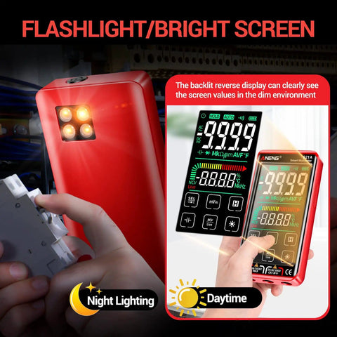 Digital Multimeter Tester With Smart Touch TRMS Auto Ranging 9999 Counts Rechargeable Anti Burn Ohm Volt Meter with bright screen