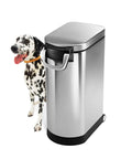 Dalmatian next to X Large Pet Food Storage Container With Airtight Seal Keeps Dog Food Cat Food And Bird Feed Fresh, Extra Large Capacity Holds 36 To 44 Lb Of Dry Food, Brushed Stainless Steel Kitchen Organizer