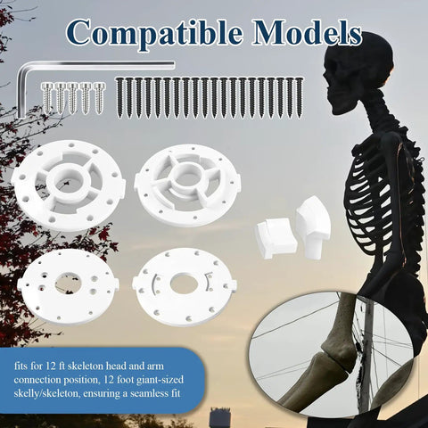 12 Foot Giant Skeleton Replacement Parts Kit with male and female plate sets for arm and body, 25 screws, hex wrench