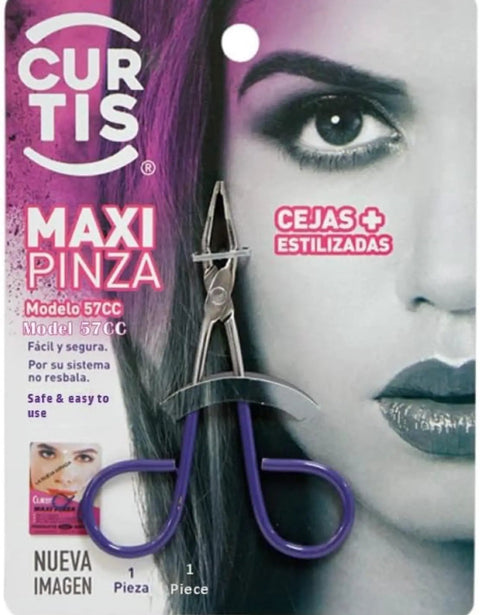 Precision Eyebrow Tweezers With Easy Scissor Handle for facial hair removal, displayed on packaging, travel ready, made in Mexico.