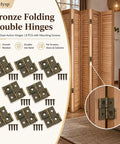 Heavy Duty Bronze Double Action Hinges Eight Pack With Mounting Screws showcasing 360° rotation and iron build in home setting.