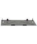 Flat Top Laptop Shelf For Mic Stands With Ventilated Design And Adjustable Tabs shown from front, flat metal tray