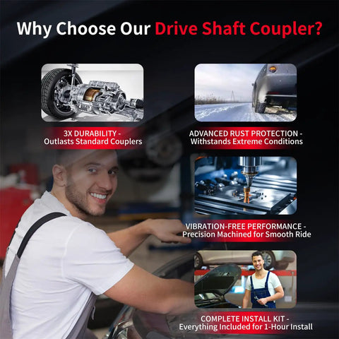 Drive Shaft Coupler Flex Joint Bolt On Replacement For BMW Cars And SUVs Heavy Duty Vibration Dampening Link Compatible With Wide Range Of Models Like 135i 328i 335i 740i X3 X5 Z4, infographic