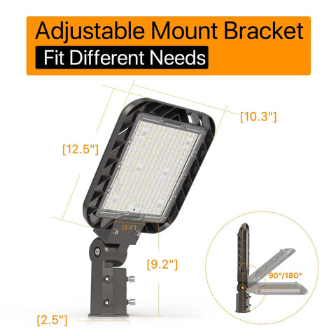 3 Pack 150W LED Shoebox Parking Lot Lights With 22500 Lumens 5000K Dusk Till Dawn Easy Install Slip Fitter details