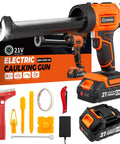 Cordless Caulking Gun Drip Free With LED Light, 4 Speed Settings, 10oz 300ml Cartridge, includes accessories and 2 batteries