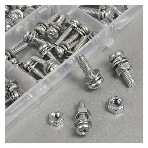 All In One Hex Nuts And Bolts Set With 120 Or 320 Pieces, Grab And Go Universal Hardware Kit for DIY Projects visible in open box