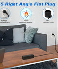 Desk Clamp Power Strip With USB C PD, 9 Outlets And 4 USB Ports, in a living room setting with sofa and extension cord