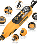 Powerful Rotary Tool Kit With 6 Variable Speeds From 10000 To 35000 RPM Large LED Display and controls details