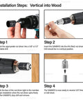 Installation steps for Heavy Duty Screw Swivel Threaded Rod Anchor For Wood Mounting At 17 Degree Off Vertical with drill
