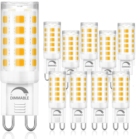10 Pack Dimmable G9 LED Bulbs 3000K Warm White 4W G9 Base Chandelier Light Bulbs Soft White T4 40W Halogen Replacement CRI85