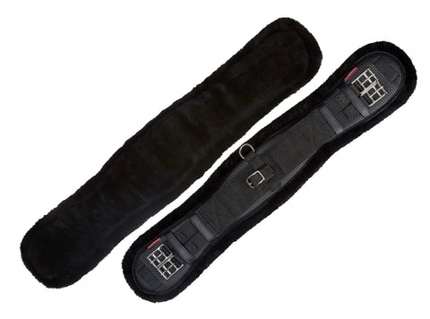 Simuwool Integrated Mono Girth For Dressage And Jumping Saddles Black 75 Cm 30 Inches with Lux Faux Fur Lining and Webbing
