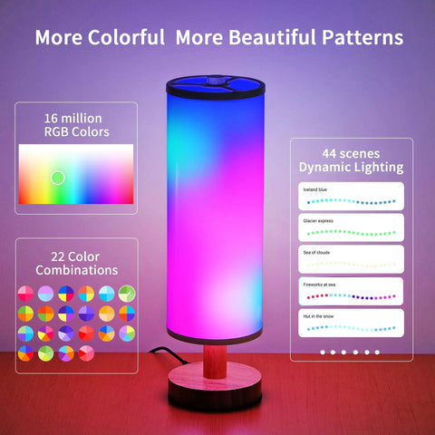 Lit Smart Table Lamps Set Of 2 With RGB Color Changing, Remote And App Control, Alexa Compatible, cylinder design displayed.