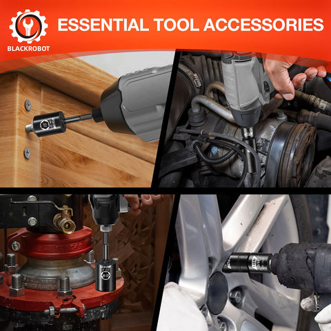 Impact Socket Adapter Set 1/4 To 3/8 Inch And 3/8 To 1/2 Inch Reducers Four Piece for drill and wrench use on wood and automotive tasks.