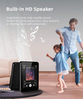 64GB Kid Friendly MP3 Player No WiFi, 2.4 Inch Portable Music Player For Kids, on table with family dancing in background