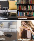 Newton's Cradle Balance Pendulum Desk Toy for Stress Relief and Focus shown in different settings including home and work.