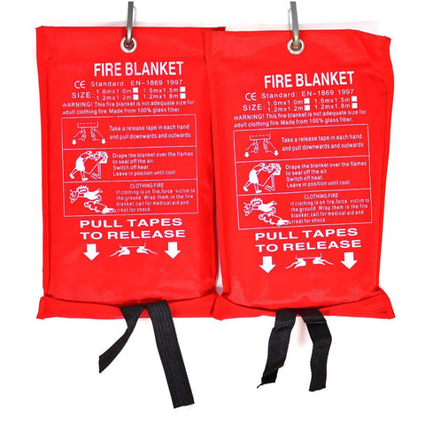 Emergency Fire Blanket Pack Of 2 For Home And Kitchen Use Woven Fiberglass With Easy Grab Tabs Chemical Free No Mess Large Size Fire Suppression Shield