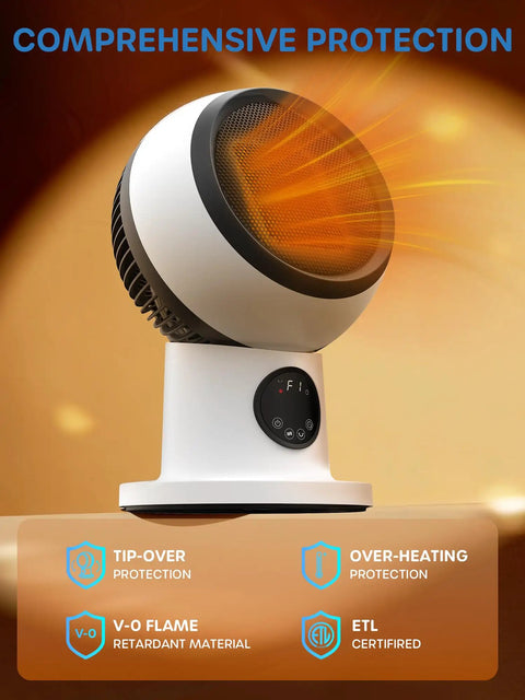 15 Inch Compact Modern Heater And Fan 2 In 1 Remote 1500W PTC Ceramic Space Heater with protection features