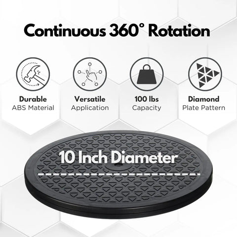 Slick 10 Inch Heavy Duty Swivel Base With A Slim Zero Point Eight Inch Profile And Rock Solid One Hundred Pound Support For Smooth 360 Degree Spin On Any Desk Or Counter For Monitors Plants And Everyday Tech Gear, featuring diamond plate pattern.