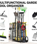 Heavy Duty Garden Tool Organizer Rack With 48 Long Handled Tool Slots And Side Hooks For Rakes Shovels Brooms