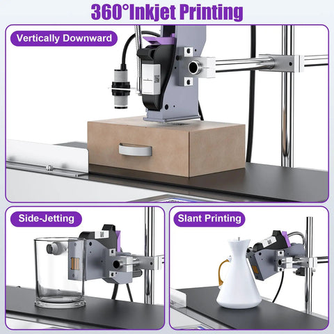 Industrial Online Inkjet Printer With Mini Conveyor Belt For Expiry Dates Batch Numbers Barcodes QR Codes Logos And Labels