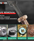 Five Piece Half Inch Drive Impact Wedge Proof Extractor Set For Bolt Removal And Safe Disassembly Extended Reach Design For Hard To Reach Fasteners For Tough Jobs, rusted screw removal