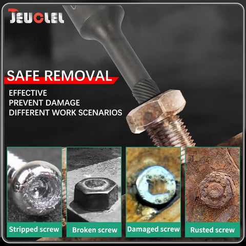 Five Piece Half Inch Drive Impact Wedge Proof Extractor Set For Bolt Removal And Safe Disassembly Extended Reach Design For Hard To Reach Fasteners For Tough Jobs, rusted screw removal