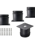 Set Of 4 Adjustable 2 Inch Stainless Steel Furniture Legs For Cabinets Sofas Tables And Shelves Round 2 Inch Diameter Feet Includes Mounting Plate And Screws Heavy Duty Durable Black Finish