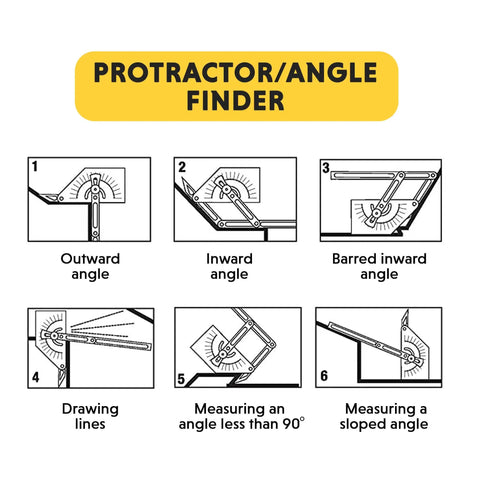 Handy Plastic Protractor And Angle Finder Set For Inside Outside And Sloped Angles 0 To 180 Degrees diagram illustration