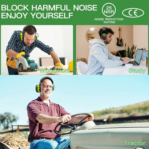 Bluetooth Hearing Protection With 25dB NRR And 1500mAh Rechargeable Battery used in woodworking, study, and tractor driving