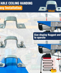 1760 Lb Heavy Duty Electric Hoist With Remote And Wired Control 2 In 1 Lift 110V Hoist mounting brackets installation