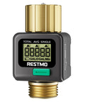 Water Flow Meter With Brass Inlet And Outlet For Garden Hose And RV Use, Tracks Gallons And Liters Like A Pro with LCD display
