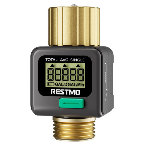 Water Flow Meter With Brass Inlet And Outlet For Garden Hose And RV Use, Tracks Gallons And Liters Like A Pro with LCD display