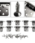 Complete All In One Set Of 10 Self Closing Overlay Flush Cabinet Hinges with screws, cold rolled steel, polished chrome finish.