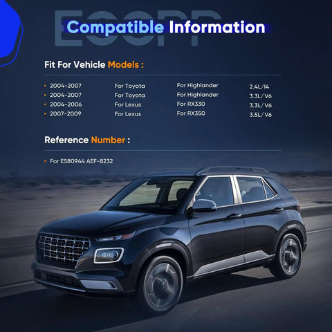 Compatibility chart with vehicle models and black SUV for Hydraulic Power Steering Rack and Pinion Assembly With 2 Tie Rod Ends