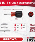 5-IN-1 Stubby Screwdriver from Must-Have Two-Piece Multi-Screwdriver Set With 11-In-1 Standard And 5-In-1 Stubby Bit Kit