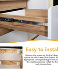 Rock Solid Hella Tough 4 Pack C Shaped Drawer Slide Brackets installed in a wooden cabinet for easy pull-out shelving.