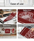 Christmas Dish Drying Mat For Kitchen Counter With Retro Red Wood Grain, Ultra Absorbent Microfiber, Machine Washable, 18x24 inches