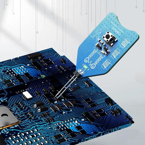 One Button Pro Grade Inductor And Coil Tester For Motherboard And PCB Repair With LED Indicator Light on circuit board