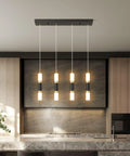 Four Light Modern Pendant Light For Kitchen Island With Dimmable LED Black And Gold Finish Contemporary Dining Room Ceiling Fixture