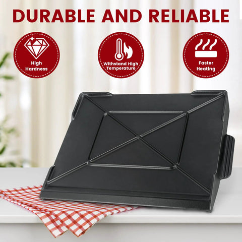 17 By 13 Inch Cast Iron Griddle For Gas Grills And Stovetops, heavy duty, non warp griddle with reinforced base on table