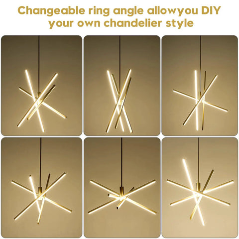 Gold Modern LED Chandelier Pendant Light With Dimmable Four Light Kit 3000K 4000K 5000K 3CCT Adjustable styles showcased