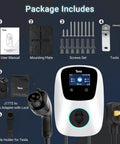 Package contents of Tesla Compatible Level 2 EV Charger With J1772 Support 48A 240V Fully Upgraded 2024 ETL Energy Star Certified