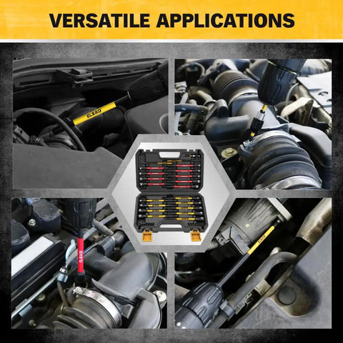 Nut Driver Bit Set With Magnetic Tips, 35-Piece Extra Long Nut Driver Kit For Impact Drills shown in versatile applications