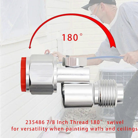 Two Pack Airless Spray Gun Swivels One Quarter Inch 360 Degree Swivel And Seven Eighths Inch 180 Degree Joint Stainless Steel High Pressure Sprayer Connector For Paint Hoses Compatible With 235486 Part Durable And Easy Connect, 7/8-inch 180° joint