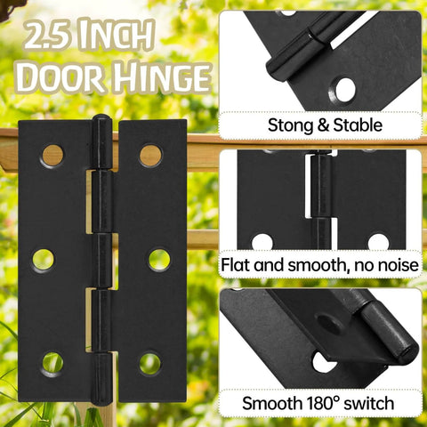 24 Pack 2.5 Inch Black Door Hinges Ball Bearing Butt Hinges for Cabinets Windows and Outdoor Use with Strong Features Displayed