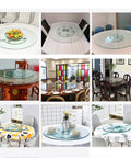 Heavy Duty Tempered Glass Lazy Susan Turntable With Hella Smooth 360 Degree Swivel, No Sweat Kitchen Organizer And Silent Rolling Serving Tray For Family Dinners, 100 Cm Wide on various dining tables.