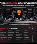 Ignition Coil Set Of 4 For Nissan Altima Rogue Sentra Versa Frontier Tiida 2.5L Engines 2007-2018 NV200 2013-2014 Infiniti QX60 2014-2017 Replacement Coil Packs For Reliable Spark And Smooth Performance Plug N Play shown with OE numbers list on engine setup